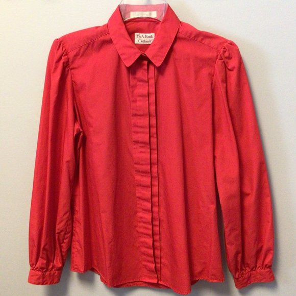 Jos A Bank Clothiers - Red hidden button front blouse - Picture 3 of 10